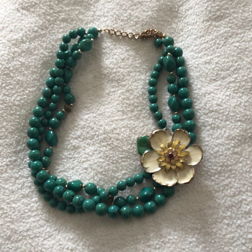 Beaded, cloisonné necklace